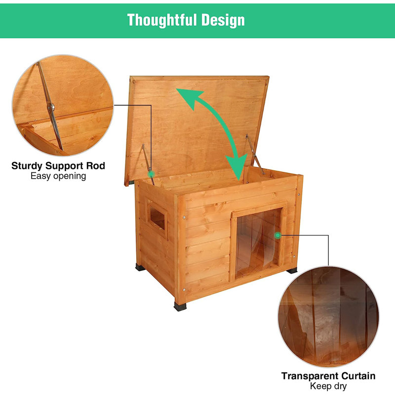 Tucker Murphy Pet™ Dauson Brown Wood Insulated Dog House Wayfair
